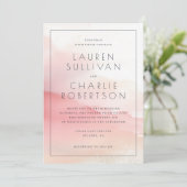 Romantic Pink Watercolor Wedding Invitation 招待状 (スタンド正面)