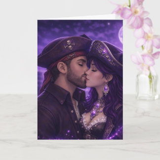 Romantic Pirate Couple Kiss Greeting Card カード