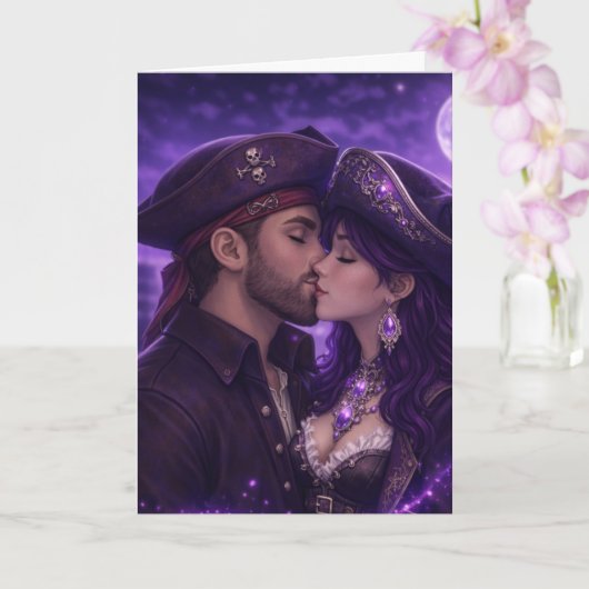 Romantic Pirate Couple Kiss Greeting Card カード (蘭)