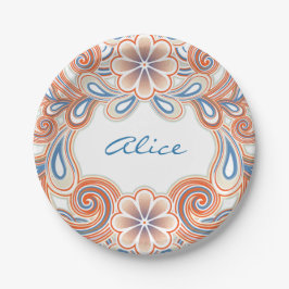 Romantic plate with vintage orange flowers ペーパープレート