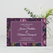 Romantic Plum Floral Wedding Save Date セーブザデート (スタンド正面)