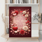 Romantic Poem Couples Red Roses Hearts Vintage フォトプラーク