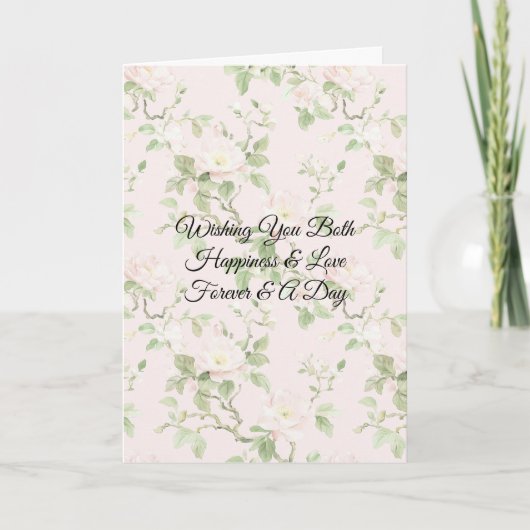Romantic Pretty Blush Flowers Wedding カード (正面)