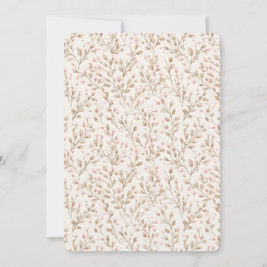 Romantic Pretty Blush Pink Cream Floral Wedding 招待状 (裏面)