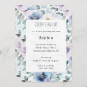 Romantic Pretty Lavender Flowers Birthday 招待状 (正面/裏面)