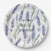 Romantic Pretty Lavender Flowers Bridal Shower ペーパープレート (正面)