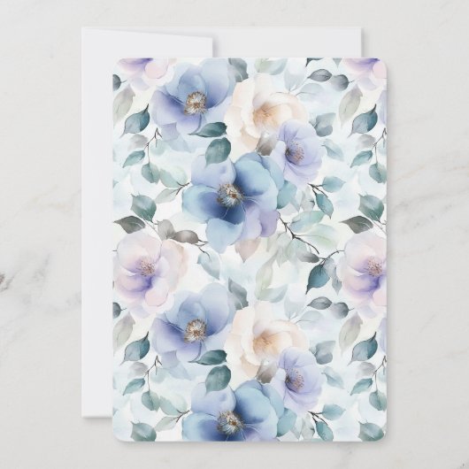 Romantic Pretty Lavender Flowers Wedding 招待状 (裏面)