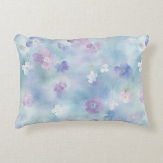 Romantic Pretty Lavender White Flowers アクセントクッション (正面)