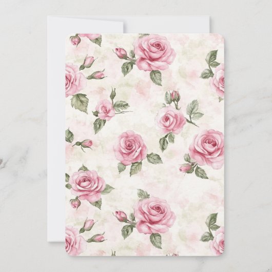 Romantic Pretty Pink Roses Floral Wedding 招待状 (裏面)