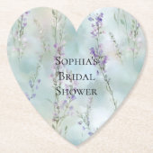 Romantic Pretty Purple Flowers Bridal Shower ペーパーコースター (正面)