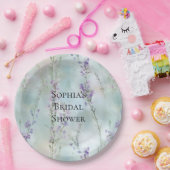 Romantic Pretty Purple Flowers Bridal Shower ペーパープレート (パーティー)