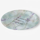 Romantic Pretty Purple Flowers Bridal Shower ペーパープレート (アングル)