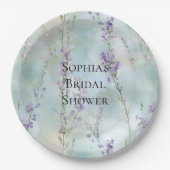 Romantic Pretty Purple Flowers Bridal Shower ペーパープレート (正面)