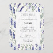 Romantic Pretty Purple Lavender Floral Birthday 招待状 (正面/裏面)