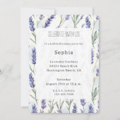 Romantic Pretty Purple Lavender Floral Birthday 招待状 (正面)