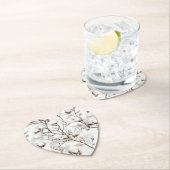 Romantic Pretty White Flowering Tree Wedding ペーパーコースター (インサイチュ)