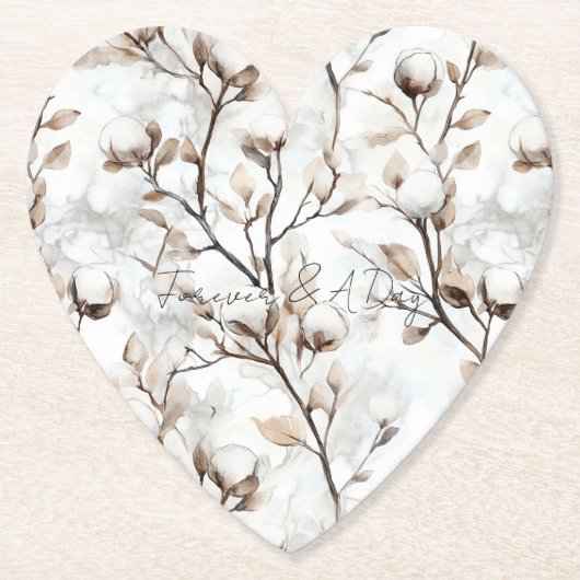 Romantic Pretty White Flowering Tree Wedding ペーパーコースター (正面)