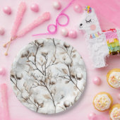 Romantic Pretty White Flowering Tree Wedding ペーパープレート (パーティー)