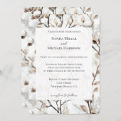 Romantic Pretty White Flowering Tree Wedding 招待状 (正面/裏面)