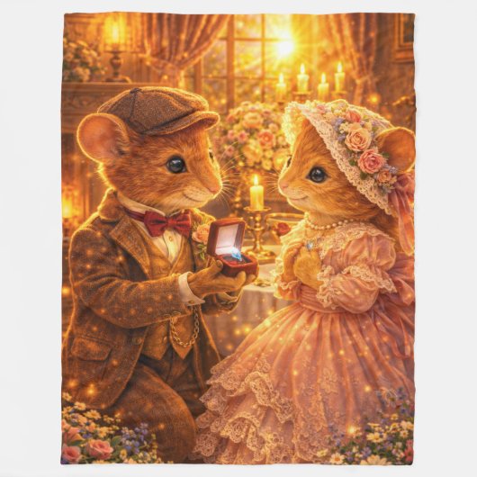 Romantic Proposal Couple Gift Engagement Love フリースブランケット (正面)