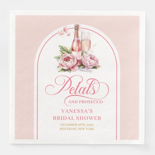 Romantic Prosecco Petals Blush and Gold Napkins (正面)