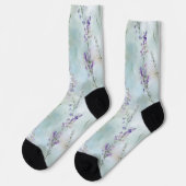 Romantic Purple Blue Floral   ソックス (左)