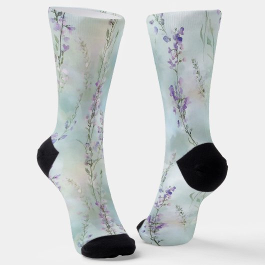 Romantic Purple Blue Floral   ソックス (傾斜あり)