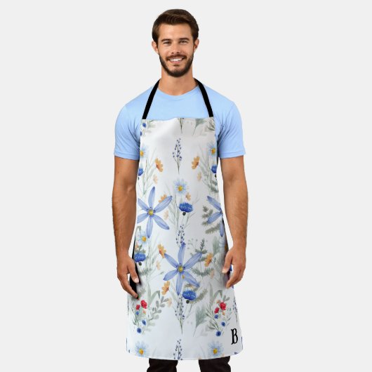 Romantic purple botanical wallpaper エプロン (着用した状態)