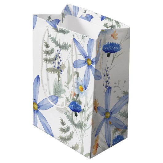 Romantic purple botanical wallpaper ミディアムペーパーバッグ (裏面アングル)