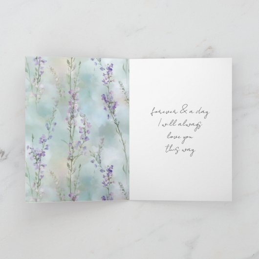 Romantic Purple Floral Love Wedding   カード (内部)