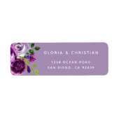 Romantic Purple Floral Return Address Label ラベル (正面)