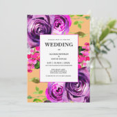 Romantic Purple Floral Wedding Invitation 招待状 (スタンド正面)