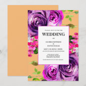Romantic Purple Floral Wedding Invitation 招待状 (正面/裏面)