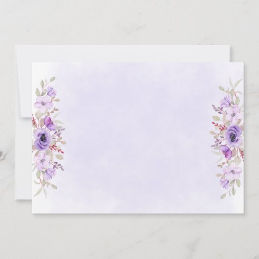 Romantic Purple Floral Wedding Save the Date 招待状 (裏面)