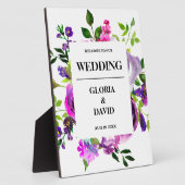 Romantic Purple Floral Wedding Welcome フォトプラーク (側面)