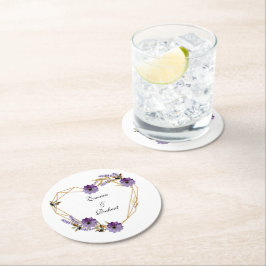 Romantic purple flower bouquet abstract background ラウンドペーパーコースター