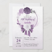 Romantic purple flowers botanical birthday 招待状 (正面)
