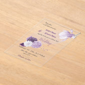 romantic purple flowers botanical wedding アクリル招待状 (レイダウン)