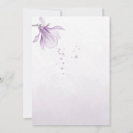 romantic purple flowers botanical wedding 招待状 (裏面)