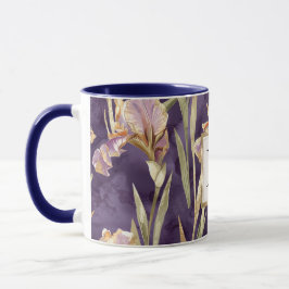 Romantic Purple Iris Floral Gold monogram マグカップ