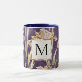Romantic Purple Iris Floral Gold monogram マグカップ (中央)
