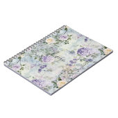 Romantic Purple Lavender Cream Floral ノートブック (左側)