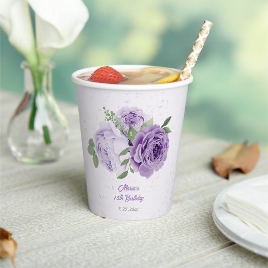 romantic purple lavender flowers green leaves 紙コップ (インサイチュ)