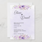 Romantic Purple Minimalist Floral Wedding  招待状 (正面)