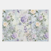 Romantic Purple Pink Flowers Bridal Shower ラッピングペーパーシート (正面3)