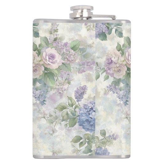 Romantic Purple Pink Flowers Bridesmaid Gift フラスク (裏面)