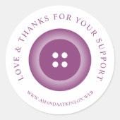 Romantic Purple Shades Button Love & Thanks ラウンドシール (正面)