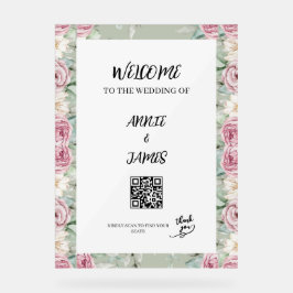 Romantic QR code Wedding seating welcome sign アクリルサイン