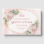 Romantic Quince Guest Book with Blush Florals  ゲストブック (正面)