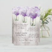 Romantic Radiant Orchid Mason Jar Firefly Wedding 招待状 (スタンド正面)